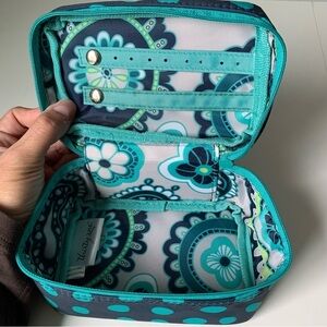 Thirty-one Blue Teal Polka Dot Jewelry Travel Case